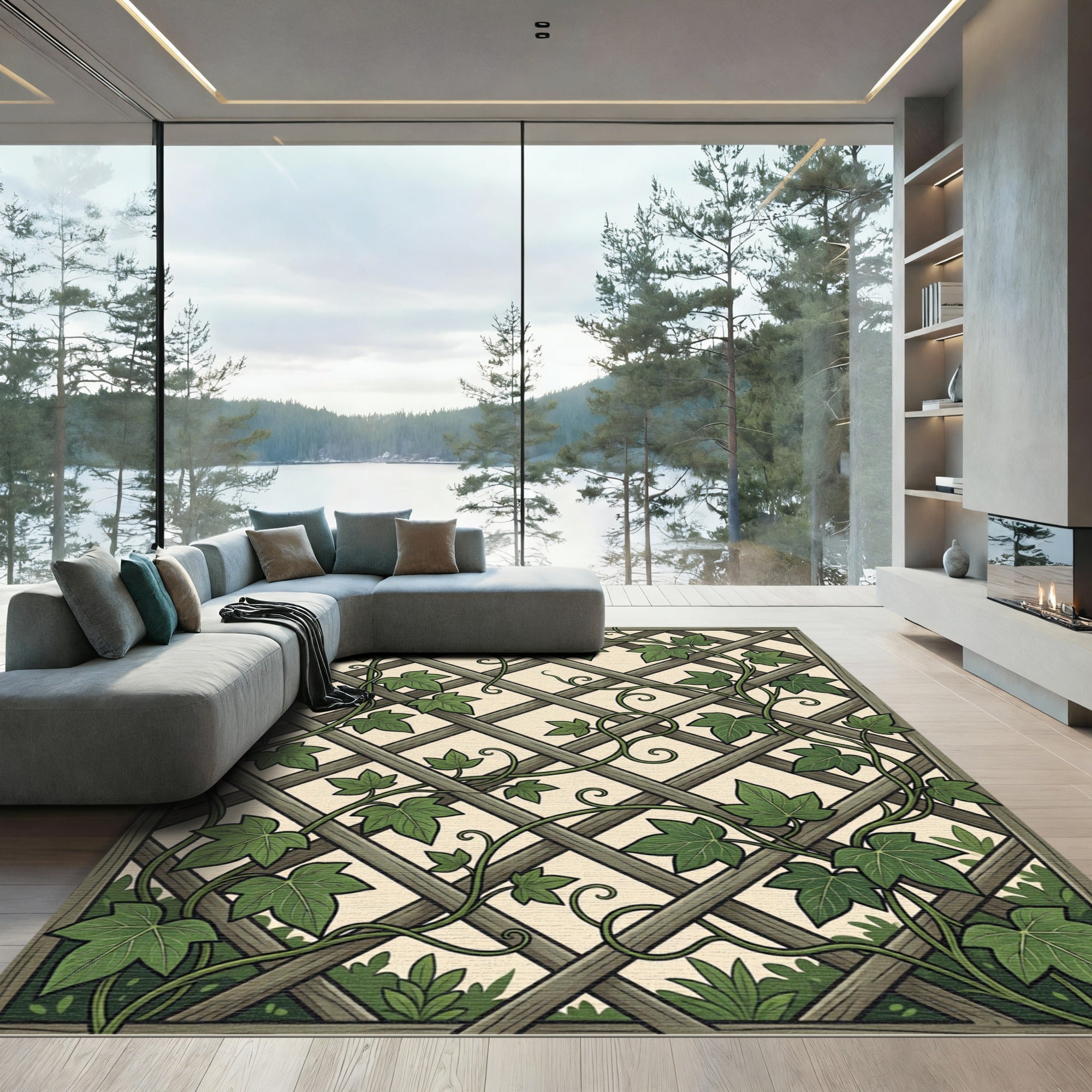 Trellis Ivy Leaf Verdant Botanical Rug