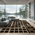 Brown Grid Abstract Architectural Rug