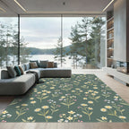 Sage Green Meadow Wildflower Botanical Rug