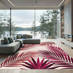 Crimson Plum Leafy Arrangement Rug