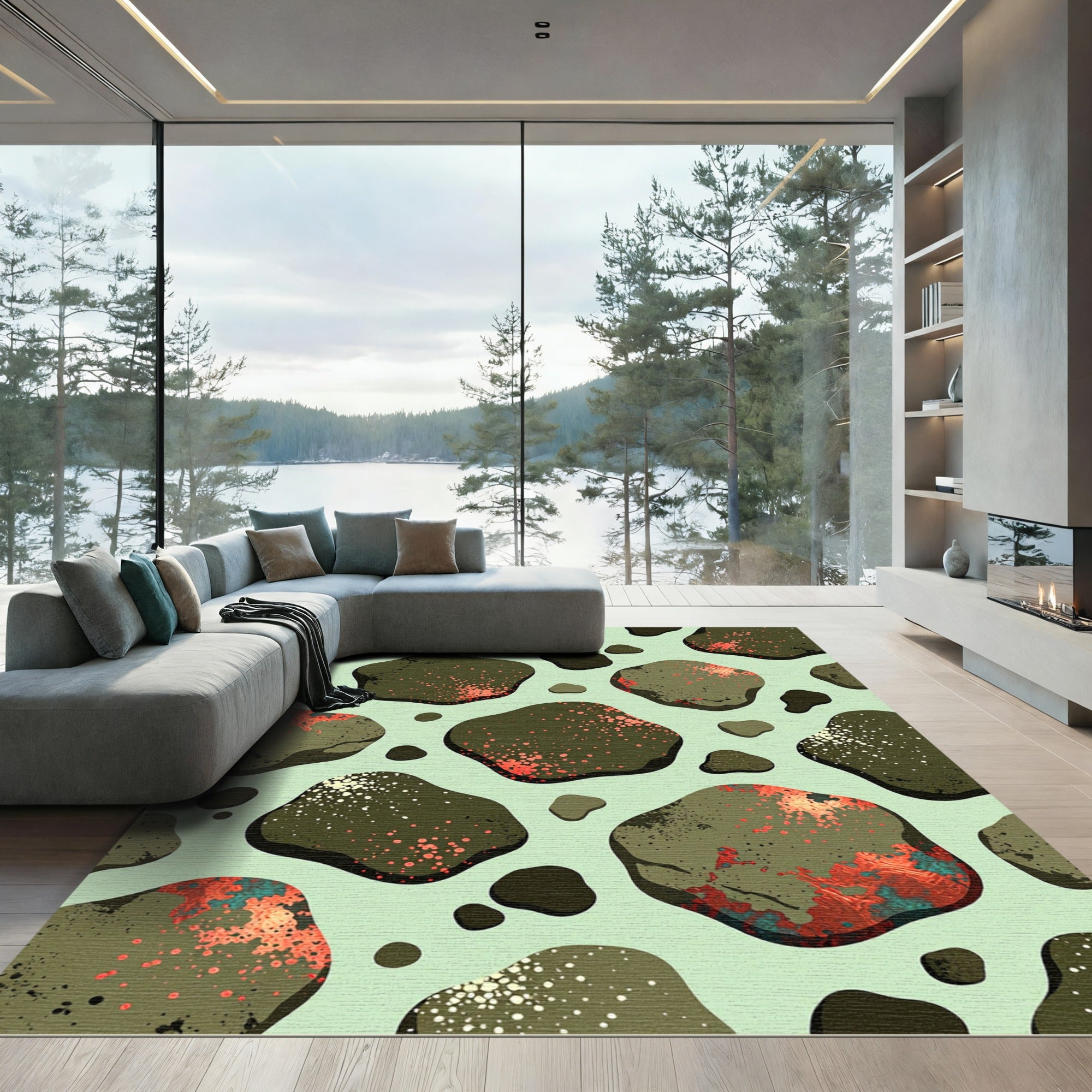 Earthy Organic Splatter Stain Rug