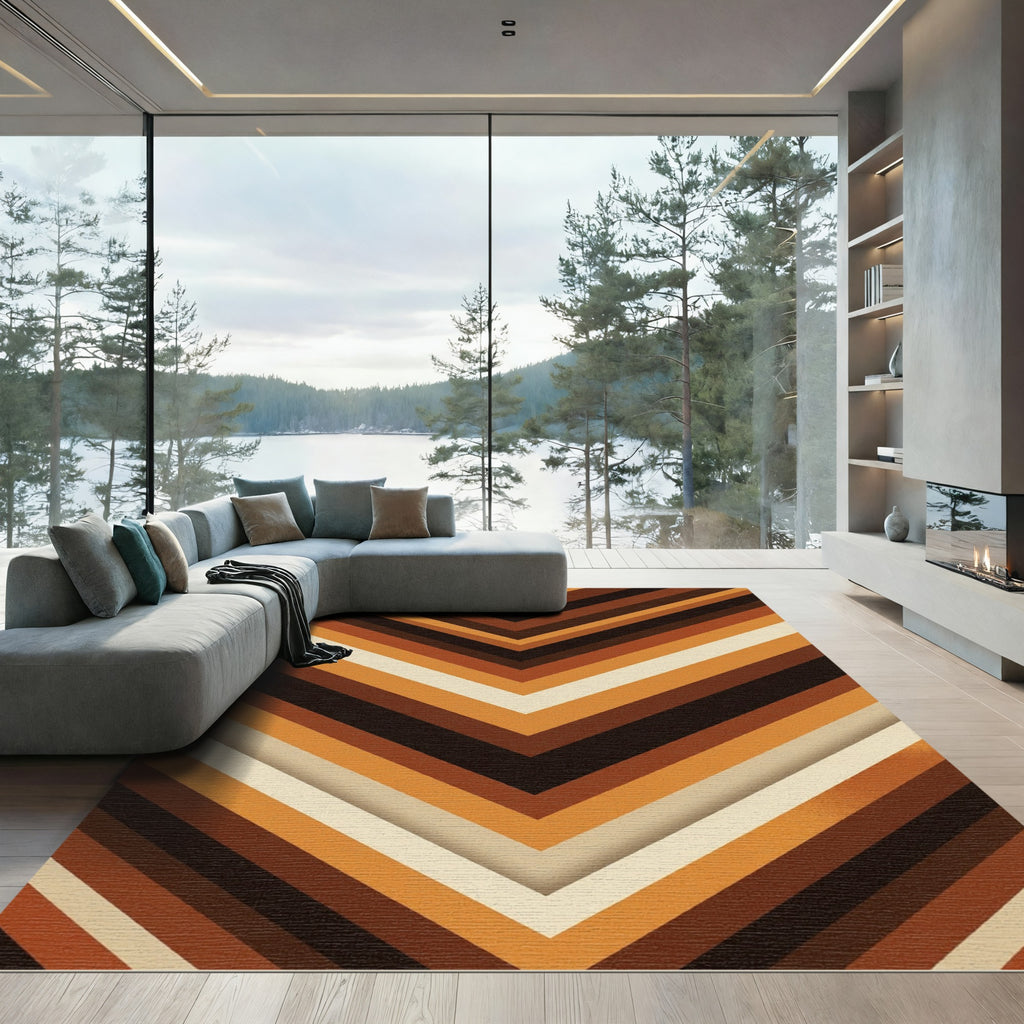 Retro Earthy Chevron Stripes Rug