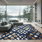 Coastal Navy Rope Starfish Shell Rug