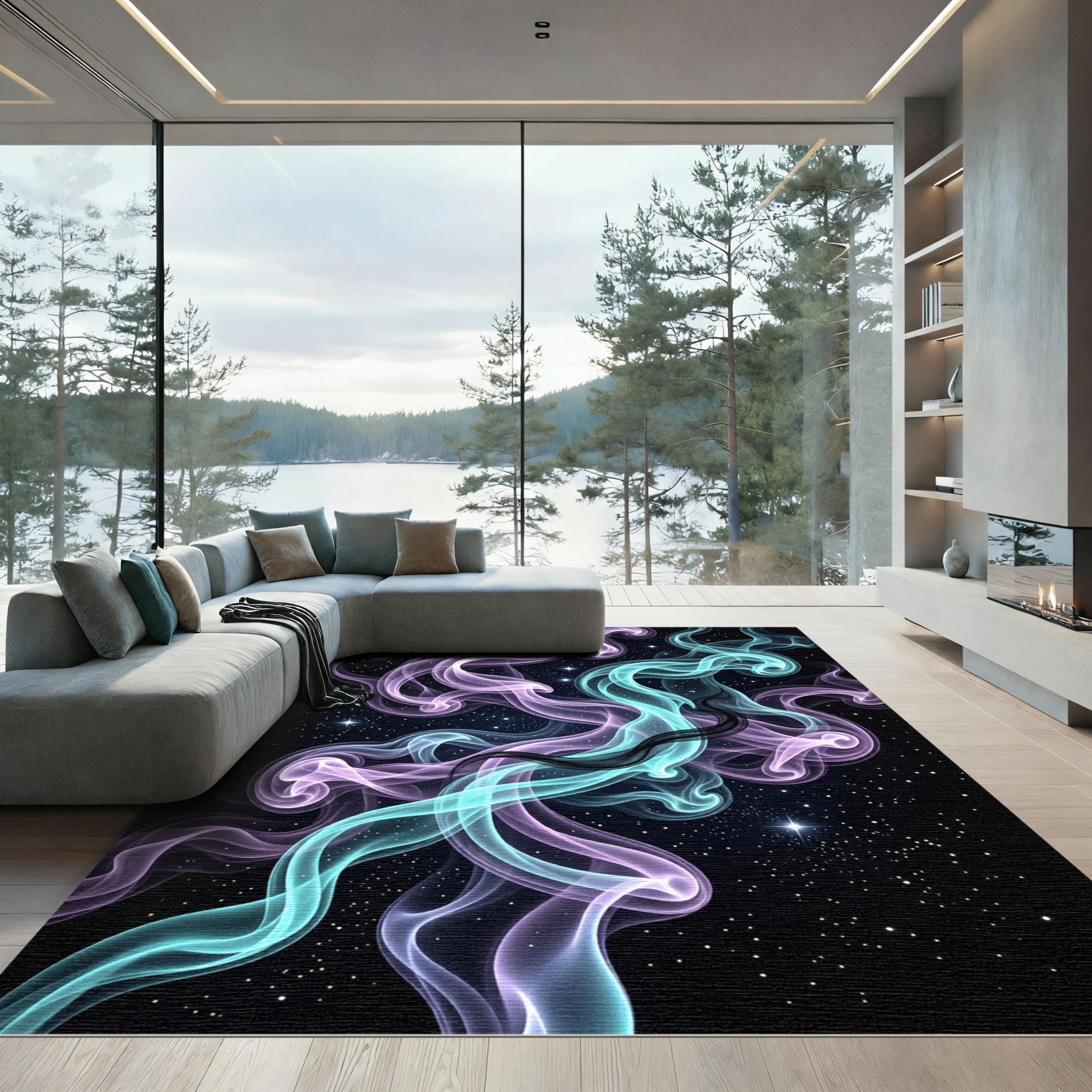Ethereal Cosmic Nebula Swirls Rug