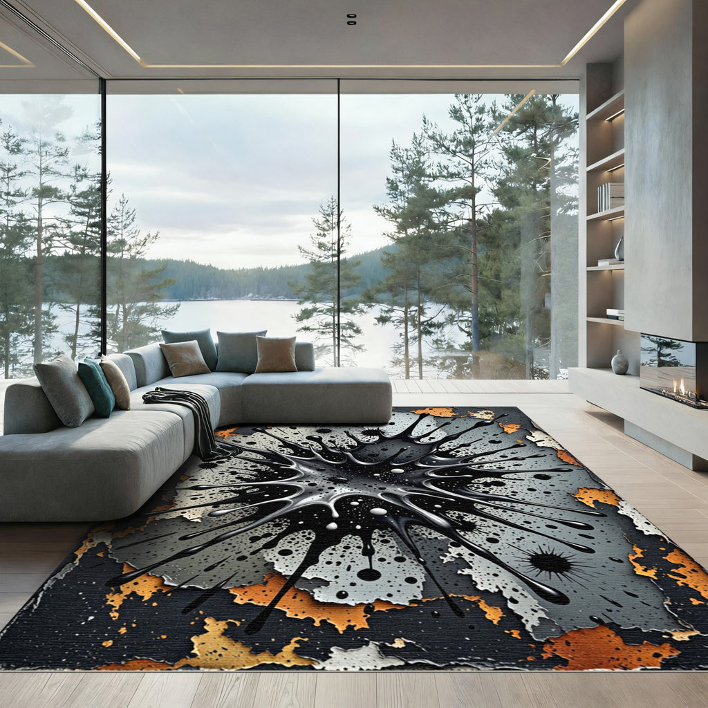 Black Splash Dynamic Explosion Rug