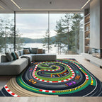 Vibrant Retro Race Car Track Rug