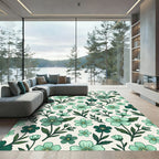 Teal Blossom Garden Pattern Rug