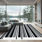 Monochrome Vertical Bar Code Rug
