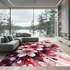 Romantic Pink Cherry Blossom Watercolor Rug