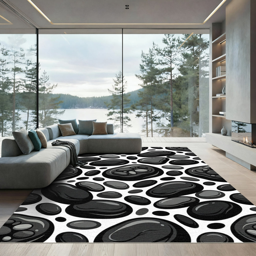 Smooth Black Pebble Scatter Rug