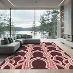 Burgundy and Blush Arched Geometric Rug