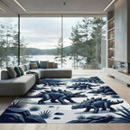 Metallic Stegosaurus Triceratops Prehistoric Landscape Rug