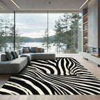Bold Black Cream Animalistic Strokes Rug