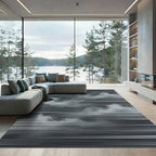 Monochrome Abstract Cloud Line Art Rug