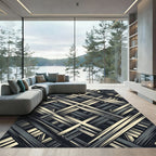 Textured Intersecting Tan Slate Lines Rug