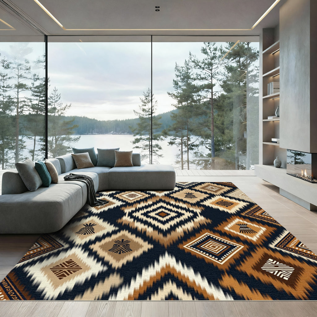 Earthy Diamond Tribal Ikat Rug