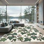 Green Ivy Pink Blossom Vines Rug