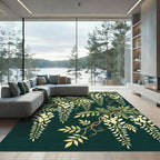 Cream Wisteria Vine Emerald Background Rug