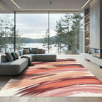 Abstract Terracotta Ochre Brushstroke Sweep Rug