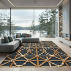 Nautical Rope Anchor Interlocking Geometric Rug