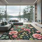 Elegant Pastel Pink Rose Garden Mural Rug