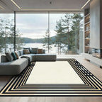 Art Deco Black Gold Concentric Rectangles Rug