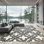 Elegant Gray Interlocking Geometric Lattice Rug