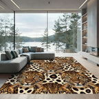 Leopard Heads Beige Spot Composition Rug