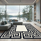 Classic Black Ivory Labyrinth Border Rug