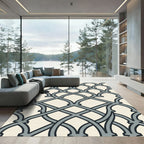Cream Gray Gothic Arch Lattice Rug