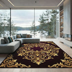 Regal Gold Floral Acanthus Swirls Rug