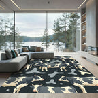 Modern Monochrome Holstein Cow Farm Scene Rug