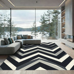 Monochrome Geometric Chevron Zigzag Area Rug