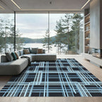 Architectural Sky Blue Grid Structural Rug