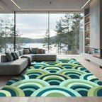 Aqua Teal Gradient Rainbow Arc Rug