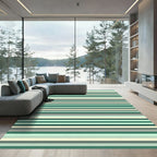 Contemporary Sage Forest Green Striped Rug