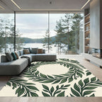 Lush Green Botanical Wreath Rug