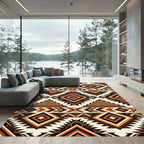Earth Toned Geometric Diamond Sunburst Rug