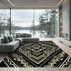 Black and Gold Geometric Art Deco Diamond Rug