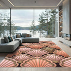 Coral Pink Scallop Shell Arrangement Rug