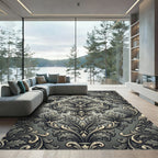 Ornate Silver Acanthus Scroll Rug