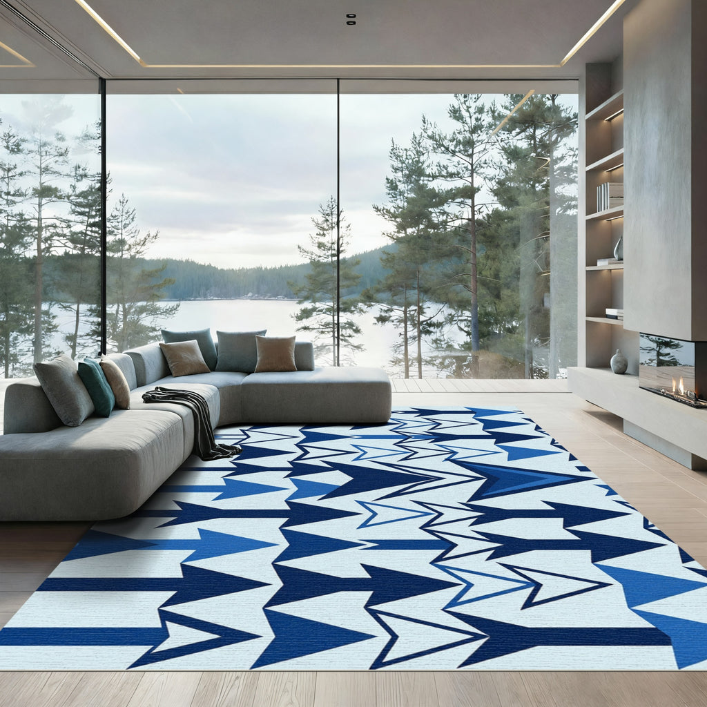 Navy Blue Arrow Stream Rug