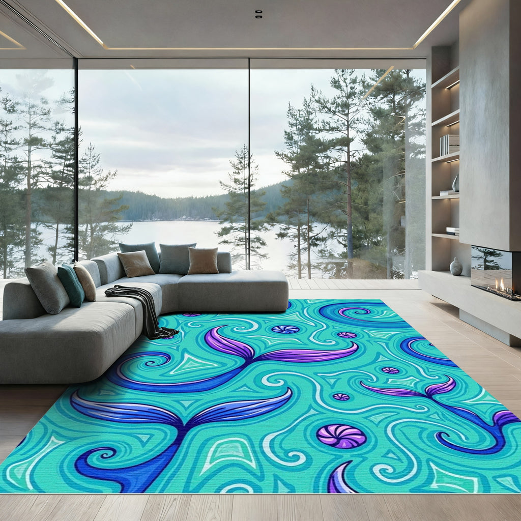 Aqua Mermaid Tail Swirl Rug