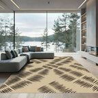 Textured Black White Diamond Lines Rug