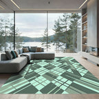 Sage Green Modern Geometric Diamond Art Rug