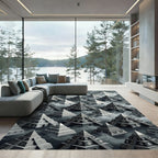 Monochromatic Tiered Pyramid Staircase Medallions Rug