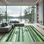 Serene Sage Bamboo Forest Art Rug