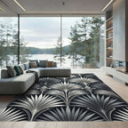 Art Deco Silver Palm Frond Rug