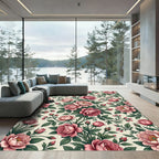 Elegant Pink Rose Garden Floral Rug
