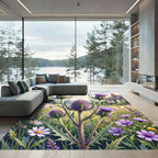 Vibrant Purple Thistle Wildflower Meadow Rug